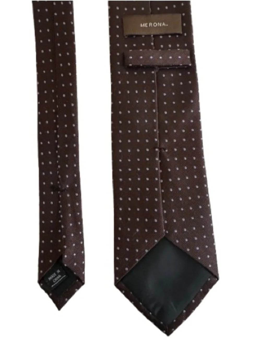 Merona Brown with Blue Microdot Design Silk Men's Tie for Office/Dress Occasion